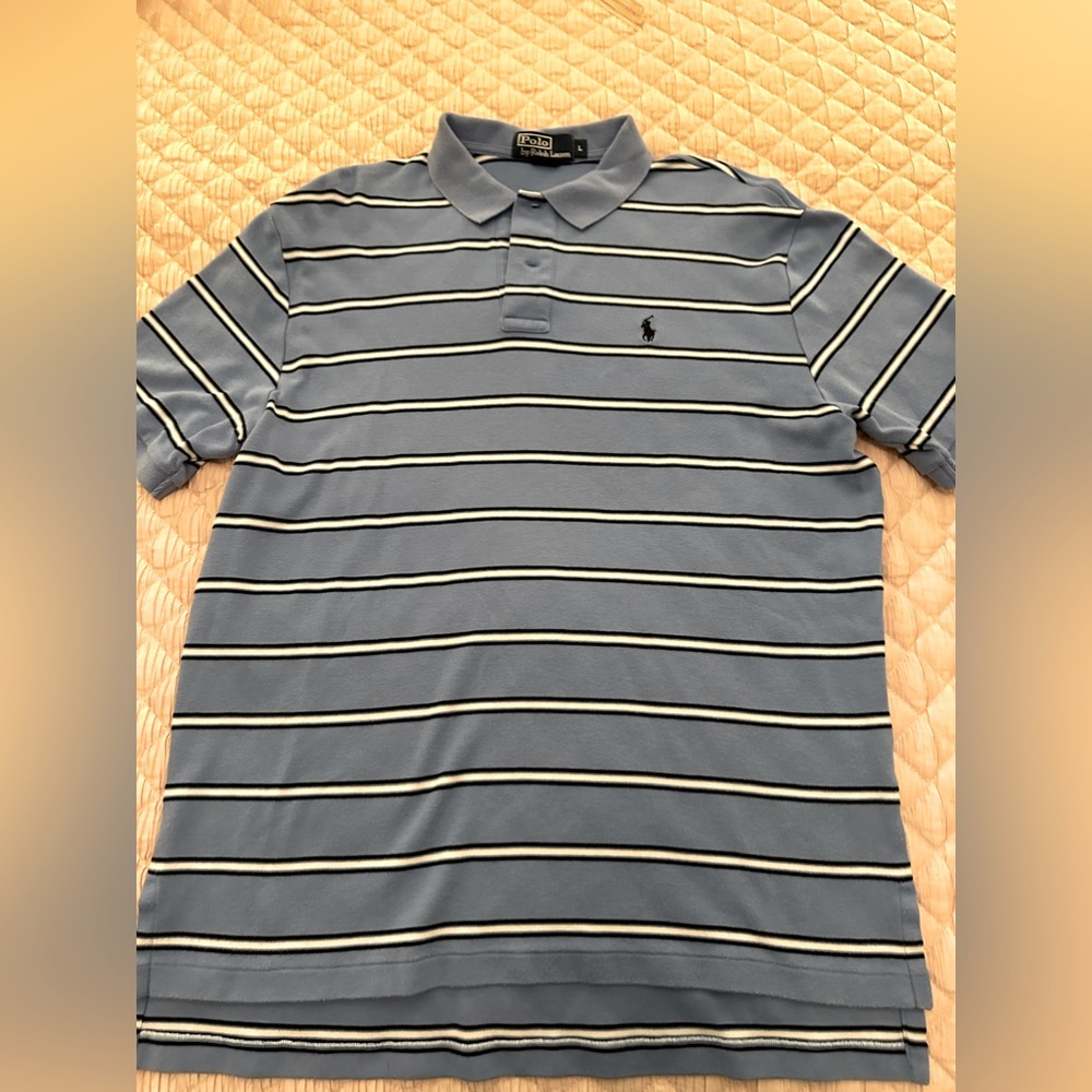 Polo by Ralph Lauren Blue Striped Polo Shirt. Men’s Size L.